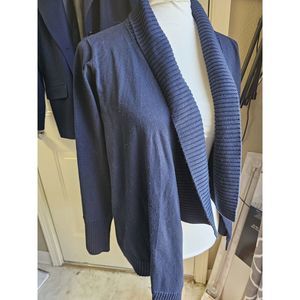 Joan Vass Blue Open Cardigan.  Size Large